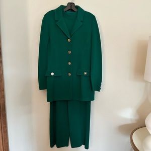 Womens Green Knit 3 piece Suit Set - St. John